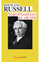 SIGNIFICATION ET VERITE (NE) - Bertrand RUSSELL - FLAMMARION