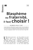 DISCOURS N*1 - BLASPHEME OU FRATERNITE, IL FAUT CHOISIR - GEORGES-PAUL CUNY - TEQUI