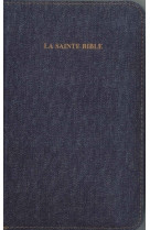 SAINTE BIBLE SEGOND 1910 SEMI RIGIDE, JEAN, TRANCHE OR, ONGLETS, GLISSIERE - Louis Segond - BIBLI O