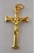 Croix metal dore avec christ / 3 cms