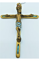 Croix bronze emaille avec christ