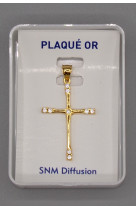 Croix plaque or sertie zirconium 2.8 cm