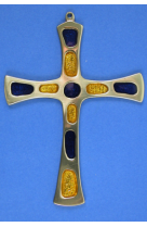 Croix bronze bleu et jaune / creation benedictine