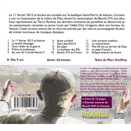 BENOIT XVI CD - Marc Geoffroy - FRANCE PRODUC