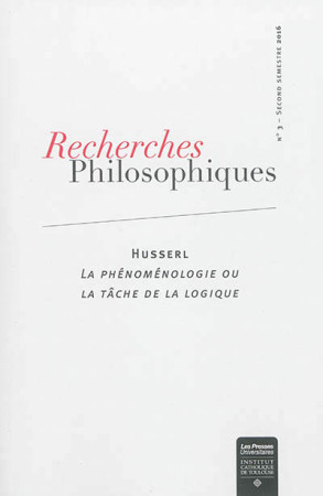 RECHERCHES PHILOSOPHIQUES N 3 AUTOMNE 2016 - XXX - Desclée De Brouwer