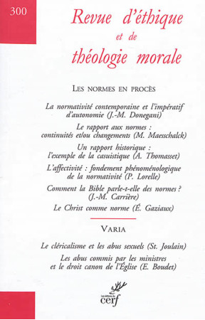 REVUE D-ETHIQUE ET DE THEOLOGIE MORALE NO 300 / DECEMBRE 2018 - COLLECTIF - NC