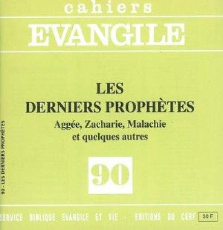 DERNIERS PROPHETES (LES) NO 90 - COLLECTIF - CERF