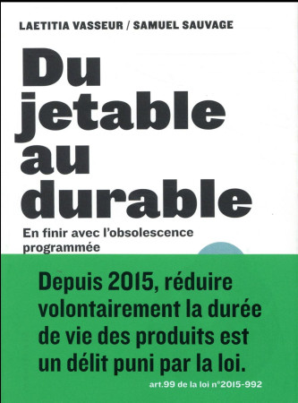 DU JETABLE AU DURABLE - VASSEUR/NOVEL/SAUVAG - Alternatives