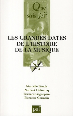 LES GRANDES DATES DE L-HISTOIRE DE LA MUSIQUE (6ED) QSJ 1333 - BENOIT MARCELLE / DU - PUF