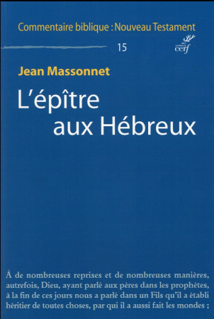 COMMENTAIRE DE L-EPITRE AUX HEBREUX - MASSONNET J - Cerf