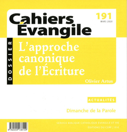 CAHIER EVANGILE NUMERO 191 -  Collectif - CERF