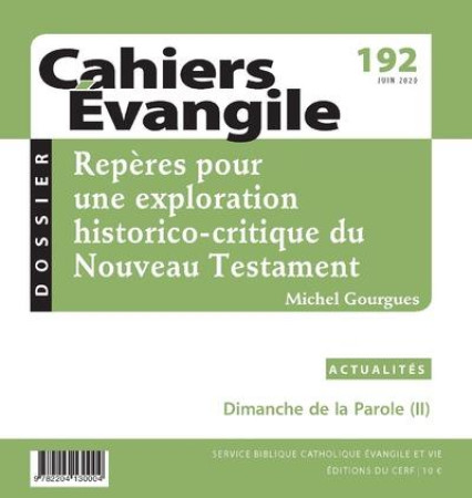 CAHIERS EVANGILE / NUMERO 192 / JUIN 2020 - COLLECTIF - NC