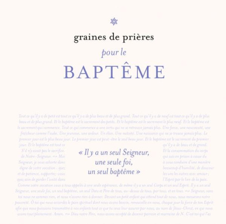 GRAINES DE PRIERES POUR LE BAPTEME - XXX - BAYARD CULTURE