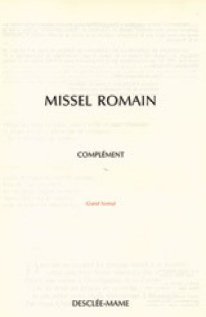 COMPLEMENT AU MISSEL ROMAIN / GF -  A.E.L.F. - MAME DESCLEE