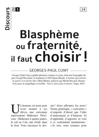 DISCOURS N*1 - BLASPHEME OU FRATERNITE, IL FAUT CHOISIR - GEORGES-PAUL CUNY - TEQUI