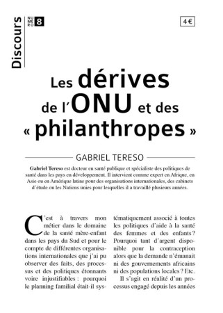 DISCOURS N*8 - LES DERIVES DE L-ONU ET DES PHILANTHROPES - GABRIEL TERESO - TEQUI