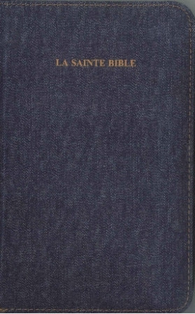 SAINTE BIBLE SEGOND 1910 SEMI RIGIDE, JEAN, TRANCHE OR, ONGLETS, GLISSIERE - Louis Segond - BIBLI O