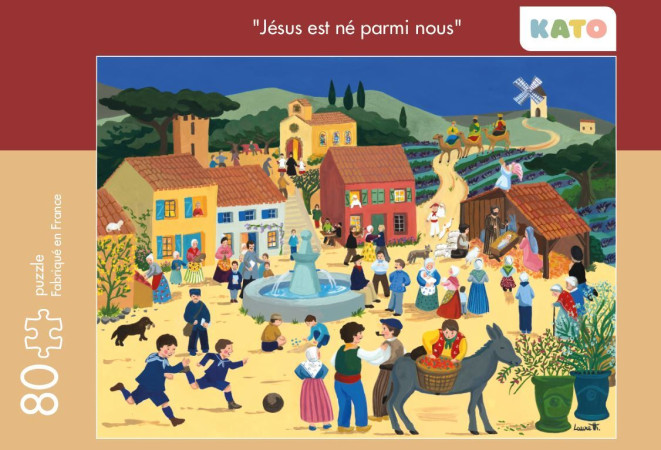 PUZZLE KATO JESUS EST NE PARMI NOUS - PUZZLE DE 80 PIECES ,DIMENSIONS 32.6X24.6 CM -   - KATO