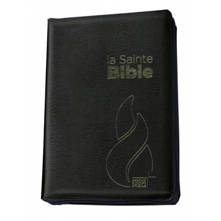 BIBLE SEGOND NEG COMPACTE - COUVERTURE SOUPLE, FIBROCUIR NOIR, AVEC ZIPPER, TRANCHE OR ET ONGLETS - SEGOND NEG 1979 - MAISON BIBLE