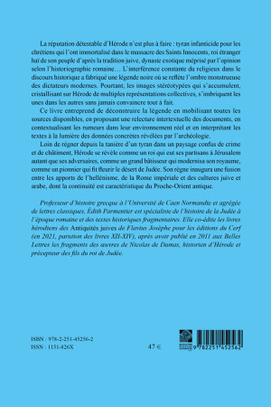 ROI HERODE (LE) - DE LA LEGENDE ? L HISTOIRE - Édith Parmentier - BELLES LETTRES