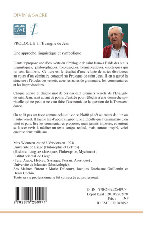 PROLOGUE A L-EVANGILE DE JEAN UNE APPROCHE LINGUISTIQUE ET SYMBOLIQUE - Max Wientzen - EME MODULAIRES