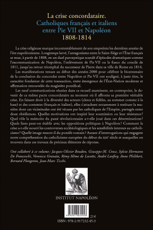 CRISE CONCORDATAIRE CATHOLIQUES FRANCAIS ET ITALIENS ENTRE PIE VII ET NAPOLEON 1808 18 - Jacques-Olivier BOUDON - SPM LETTRAGE