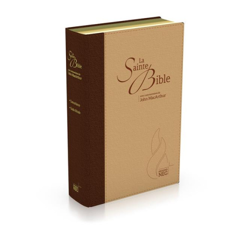 BIBLE D-ETUDE SEGOND NEG MACARTHUR, DUO MARRON ET BEIGE - COUVERTURE SOUPLE, TOILE, TRANCHE OR - NEG 1979/MACARTHUR - MAISON BIBLE