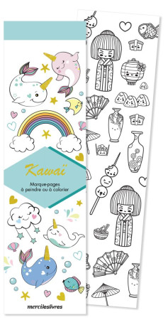 MARQUE-PAGES - KAWAI - 50 MARQUE-PAGES A PEINDRE OU A COLORIER -  COLLECTIF - NC