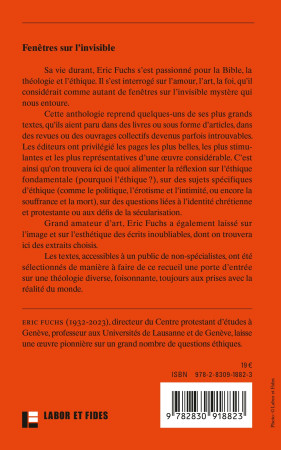 FENETRE SUR L'INVISIBLE - UN CHEMINEMENT ETHIQUE - Eric Fuchs - LABOR ET FIDES