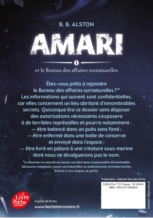 Amari et le bureau des affaires surnaturelles - Tome 1 - B.B. ALSTON - POCHE JEUNESSE